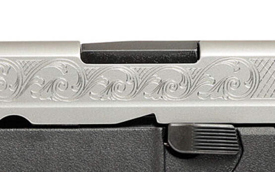 The Smith & Wesson M&P Bodyguard is a .380 ACP Sub Compact 6 round Engraved Handgun with a stainless steel slide
